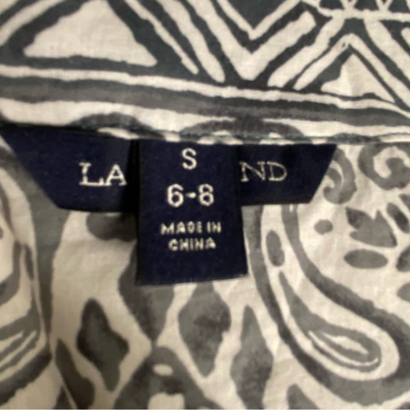 Land’s End Embroidered Lightweight Cotton Summer Dress Cover Up Gray White S 6-8 - Picture 4 of 12